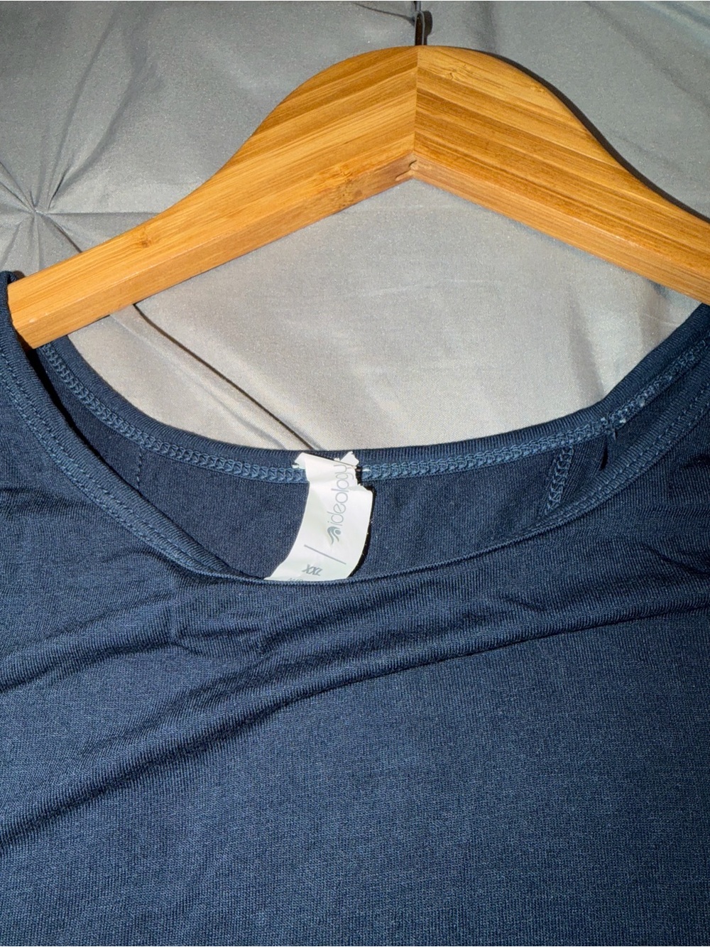 Ideology Navy Tee with White Tie-Dye Hem. EUC - Picture 5 of 6